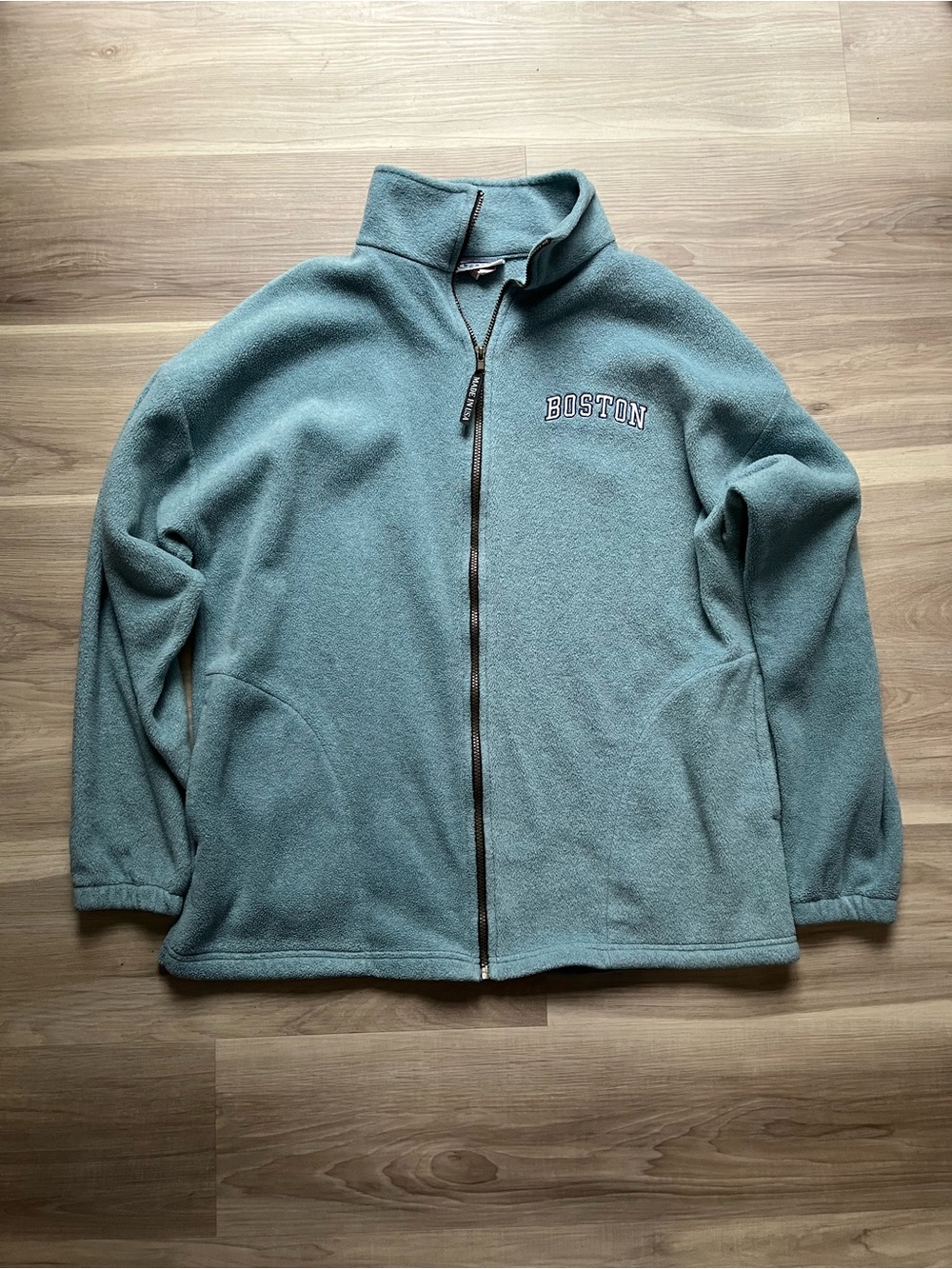 Vintage Boston Embroidered Women's Fleece Zip Up Jacket Bosfun size XL